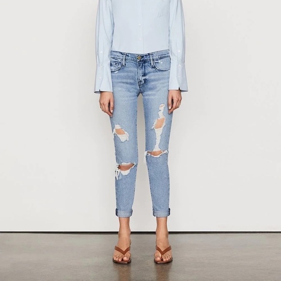 FRAME Le Garcon Jeans in Beldon Rips - Picture 1 of 14